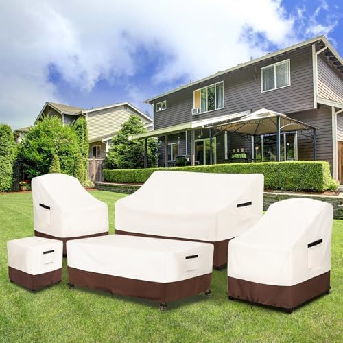 Patio Chair Covers Waterproof Heavy Duty Patio Furniture Covers for Outdoor Adirondack Chair 35 W x 37 D x 36 H inches,Beige & Brown - Image 6