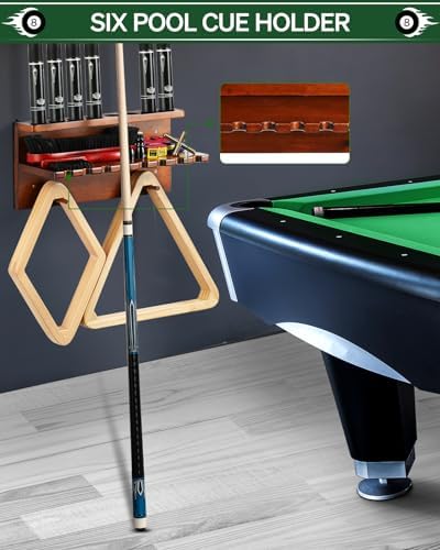 EXTCCT Wall Mount Pool Stick Holder - Billiards Pool Cue Rack Hardwood Pool Cue Set Holder for 8 Cues Sticks Storage Pool Table Accessories Equipment Organizer - Image 5