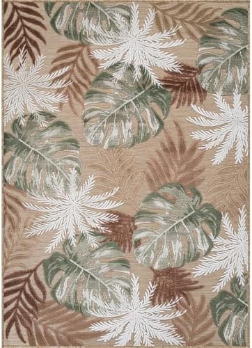 Luul Home Floral Indoor Outdoor Rugs 5x7 Large Area Rug for Living Room, Patio Decor, Kitchen, and Entryway Rug, Washable Stain Resistant Outside Carpet Beige 5 x 7 - Image 3