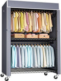 FUTASSI Black Clothing Rack with Grey Cover, P1C Plus Rolling Closets by FUTASSI