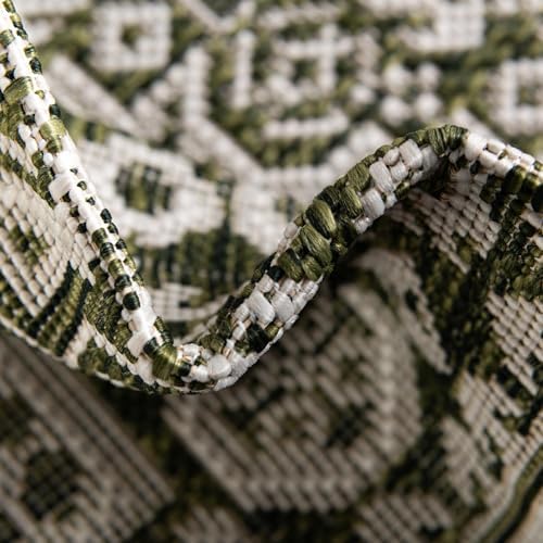 Rugs.com - Outdoor Aztec Rug – 3' 1 x 5' 3 Oval Green Indoor/Outdoor Rug – Weather-Resistant Flatweave for Patio, Deck, and Porch - Image 6