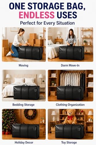 Extra Large Storage Duffle Bag, Black, 56x27x15inch - 1PACK - Image 6