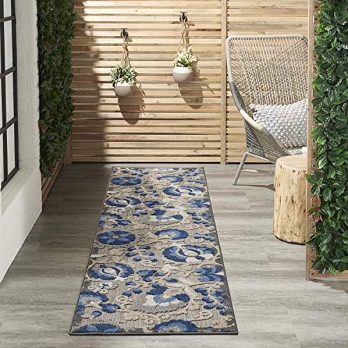 Nourison Home Aloha Natural Blue 2'3" x 12' Area Rug - Easy Clean, Non Shedding, Bed Room, Living Room, Dining Room, Kitchen (12' Runner) by NourisonHome