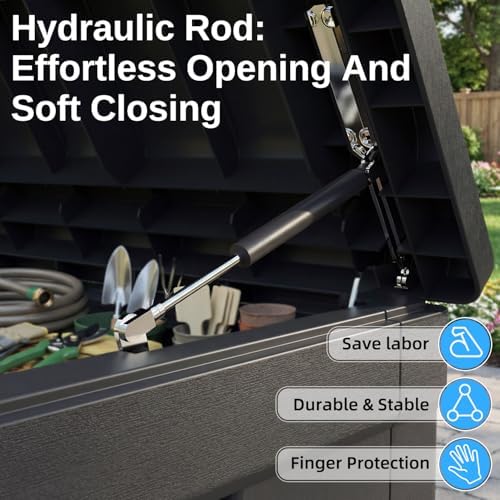 320 Gallon Outdoor Storage Deck Box, Waterproof Resin Deck Boxes with Handle & Lockable for Patio Furniture, Garden & Pool Tools -Swimming Pool, UV Resistant, Black (320) - Image 5