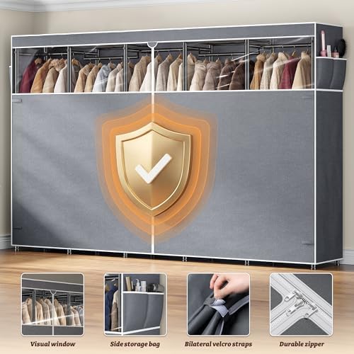 Raybee Clothes Rack with Cover 1200LBS Heavy Duty Freestanding Closet - Image 4