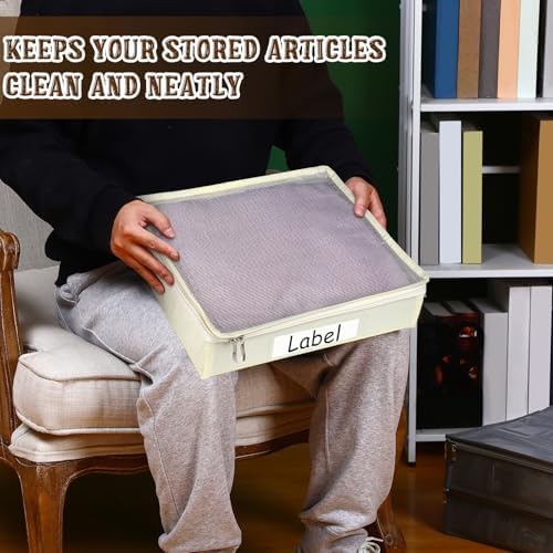 Panelee 6 Pcs 14x12x3'' Sweater Storage Bag with Easy Gliding Zipper, Beige - Image 5