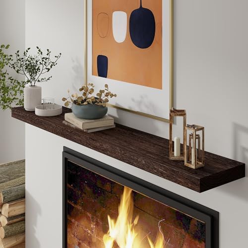 Axeman Floating Shelves, 8 Inch Deep Rustic Solid Wood Wall Shelves for Storage, Wall Mounted Display Shelving with Invisible Heavy-Duty Metal Bracket, 48" W x 8" D x 1.6" H, Rustic Brown - Image 3