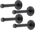 6 Inch Black Industrial Pipe Floating Clothing Rack Wall Mounted, 4 Pack by HomeExpert