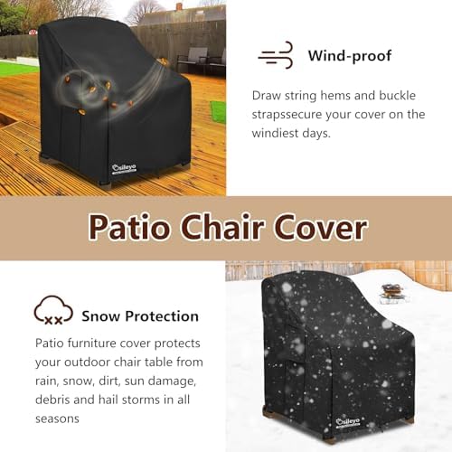 Patio Chair Cover 35W x 37D x 36H inches,Waterproof Heavy Duty Outdoor Furniture Covers for Patio Adirondack Chair 4 Pack（Black） - Image 5