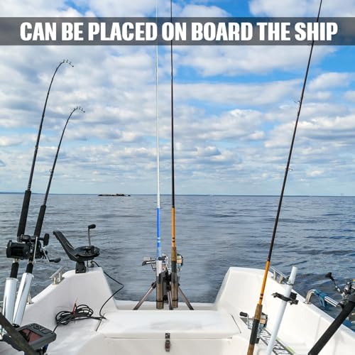 Gisafai Fishing Rod Carrier Surf Fishing Holder Foldable Pole Holder Stand 3 Rod Portable Vertical Beach Pole Storage Freestanding Rack for Fisherman Garage Home Outdoor - Image 4