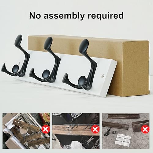 SKOLOO 17-Inch White Wood Coat Rack Wall Mount with 3 Triple Hooks - Ideal for Family Entrances, Classrooms, and Pet Supplies Storage - Perfect Coat Hooks for Wall, Pack of 2 - Image 4
