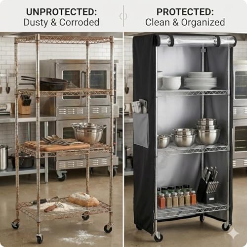 Wire Shelving Storage Cover Waterproof Dustproof Clear Window 600D 36x18x72 - Image 5