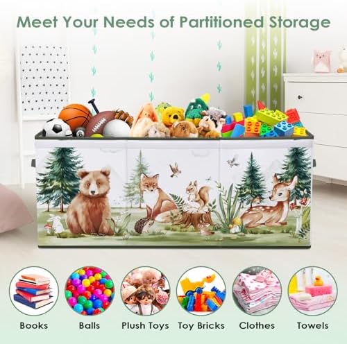 decalsweet Large Toy Box Collapsible Chest Organizer with Flip Lid for Kids - Image 4