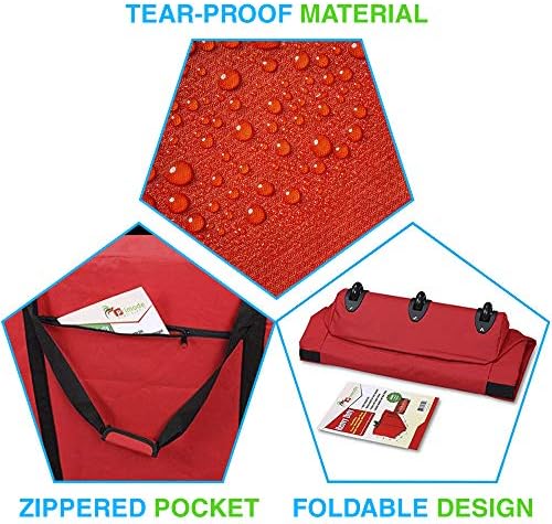 Rolling Tree Storage Bag, Fits Up to 9 foot Disassembled Holiday Tree, 28" Height X 16" Wide X 60" Long Extra Large Heavy Duty Storage Container with Wheels (Red) - Image 4