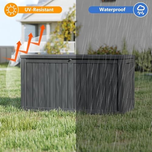 270 Gallon Deck Boxes Outdoor Waterproof, Outdoor Storage Box with Lockable Lid & UV-Resistant for Patio Furniture, Outdoor Cushions, Garden Tools and Pool Supplies, Black - Image 2