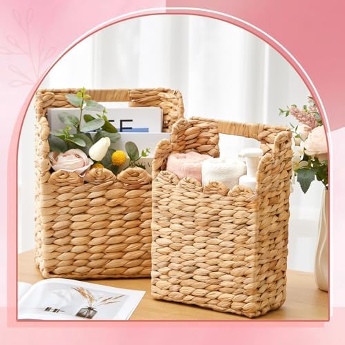 Lemonroad Wall Hanging Wicker Basket Set of 2, Woven Water Hyacinth Basket - Image 5