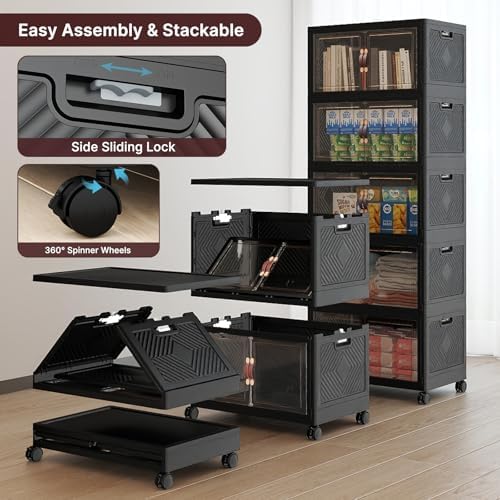 UAMFURI Stackable Storage Bins, 275QT Collapsible Drawers with 1 Lid - Image 4