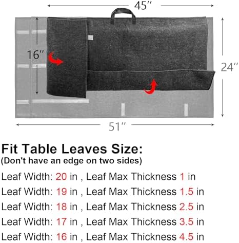 Table Leaf Storage Bag Padded 2 Pack, Adjustable, 51x24in - Image 2