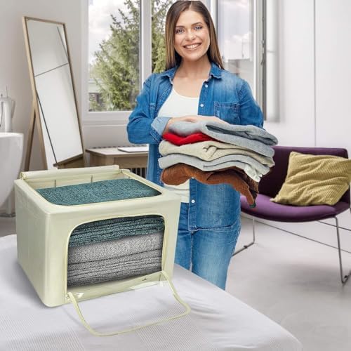 Sorbus Jumbo Clothing Storage Bins with Clear Window (4 Pack, Beige) - Image 5