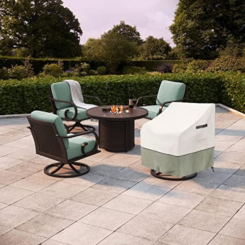 Outdoor Swivel Rocker Chair Cover 2 Pack,Patio Swivel Chair Covers for Outdoor Furniture,Rocking Chair Covers Waterproof (28W x 33D x 38.5H Inch)White&Grayish Green - Image 6
