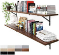 Kaboon 55 inch Long 10 inch Deep Floating Shelves for Wall Set of 2, Large Open Shelves Wall Mounted, Space Saving Home and Commercial Use, Dark Walnut by Kaboon