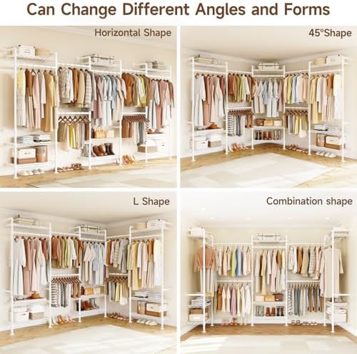 ONBRILL H5 Wall Mounted Closet System, Industrial Pipe Clothes Rack, White - Image 4