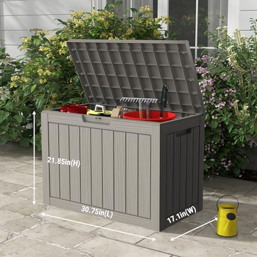 Mars Villa Deck Box, Outdoor Storage Box Waterproof, 45 Gallon, Grey - Image 2