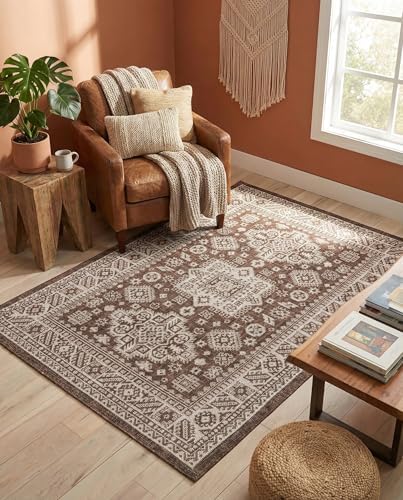 Rugs.com - Outdoor Aztec Rug – 4' 1 x 6' 1 Brown Indoor/Outdoor Rug Washable Stain-Resistant Area Rug for Patios, Decks, and Porches - Image 5