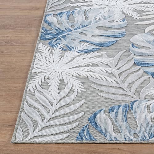 Luul Home Floral Indoor Outdoor Rugs 6x9 Large Area Rug for Living Room, Patio Decor, Kitchen, and Entryway Rug, Washable Stain Resistant Outside Carpet Blue 6 x 9 - Image 6
