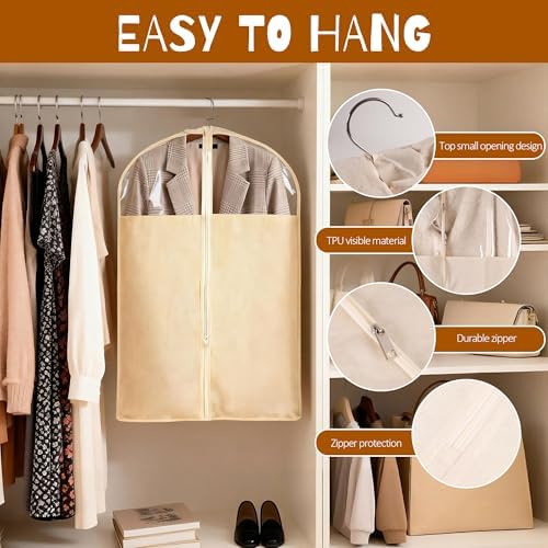 4 Pack 24 x 40 Inches Cotton Garment Bags for Hanging Clothes - Image 3