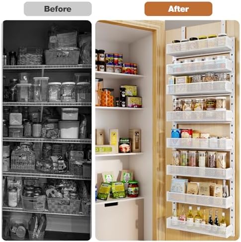 Pantry Door Organizers and Storage, 8-Tier Large Metal Heavy-Duty Frame Over the Door Spice Rack, 2 in 1 Wall-Mounted or Hanging shelf for Kitchen, Bathroom, Laundry Room, Bedroom, Closet &Nursery - Image 7