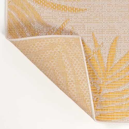 JONATHAN Y Palm Frond Border Indoor Outdoor Area Rug 3X5 Yellow/Cream, Isla Coastal Cottage for Backyard, Patio, Porch, Easy-Cleaning, High Traffic, Pet-Friendly, Non-Shedding (TSN207A-3) - Image 5