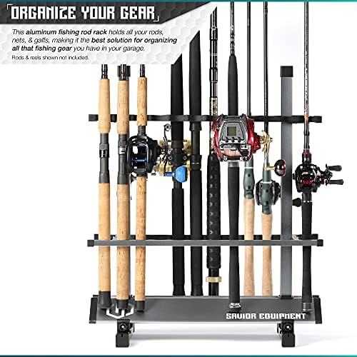 Savior Equipment Fishing Rod Rack Holder Organizer, 24-48 Slots to Hold Fresh Salt Water Spinning Rods & Reel Combo, Lightweight Aluminum Vertical Fish Pole Garage Storage Ground Display Stand - Image 2