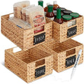 Best Choice Products Set of 4 9x12in Water Hyacinth Pantry Baskets, Woven Organizers w/Chalkboard Label, Chalk Marker - Natural by BestChoiceProducts