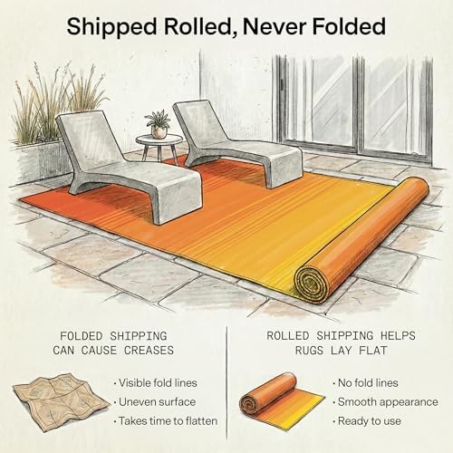 Fab Habitat Outdoor Rug - Waterproof, Fade Resistant, Crease-Free - Premium Recycled Plastic - Ombre - Patio, Porch, Deck, Balcony - Big Sur - Sunset - 5 x 8 ft - Image 4