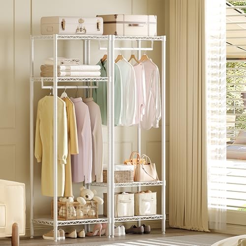 Garvee Heavy Duty Freestanding Clothes Rack, White, Mini 3 Layers - Image 7