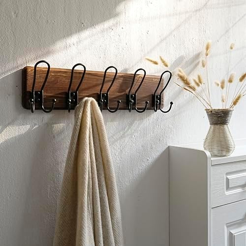 SKOLOO Sturdy Coat Rack Wall Mount with 5 Triple Hangers - Ideal for Heavy Bags, Jackets, and Coats - No Assembly Required - Durable Iron Design - Perfect for Porche, Mudroom, and Entrance, Pack of 2 - Image 3