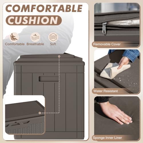 Devoko 100 Gallon Deck Box Waterproof Outdoor Storage Box with Cushion - Image 3