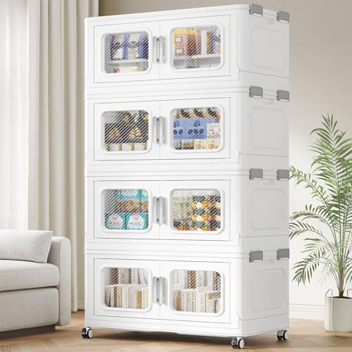 BROVIEW 600 Qt Extra Large Stackable Storage Bin with Lids, 4 Pack White by BROVIEW-EnjoytheArtofLife