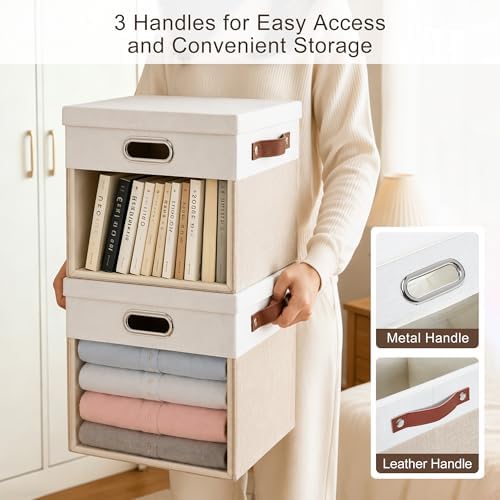 13x13 Inch Ultra Thick Fabric Storage Bins with Lids & Windows, 3P - Image 4