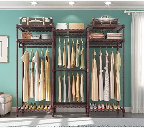 VIPEK V5i Garment Rack Heavy Duty Clothes Rack, Portable Closet Wardrobe Bedroom Armoires Freestanding Clothing Rack with 8 Adjustable Shelves & 4 Hang Rods, 68.9" L x 15.7" W x 76.4" H, Bronze - Image 3