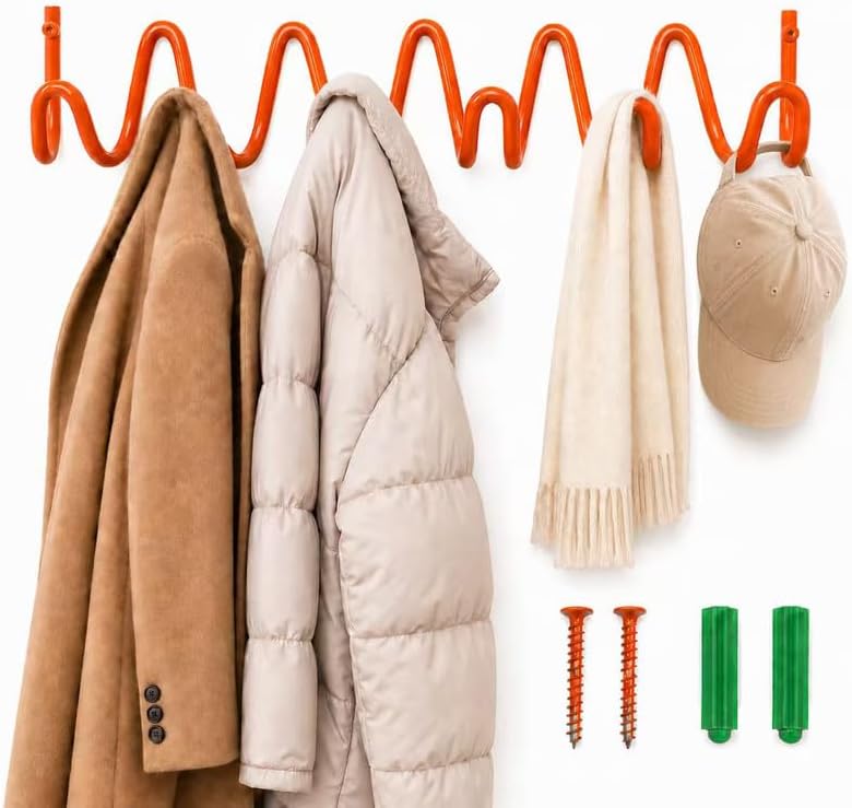 Coat Rack Wall Mount, Modern Wave Metal Wall Hooks - Image 6