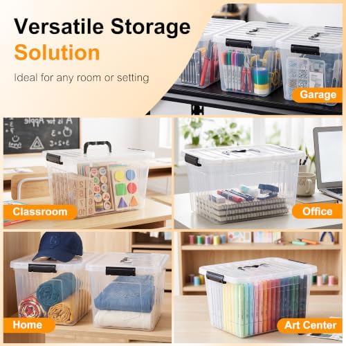 Citylife 12QT 6-Pack Clear Storage Bins with Lids Plastic Bins with Handles - Image 7