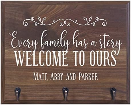 Rooms Organized Personalized Every Family Has A Story Wall Mounted Coat, Hat, Key, Pet Leash Collar Rack New Home Housewarming Gifts 3 Hooks 15" w x 12" h 4.25" deep (Every Family) - Image 2