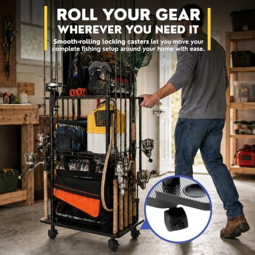 Rush Creek Creations Fishing Rod Holders for Garage W/ Lockable Wheels - Image 5