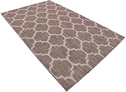 Unique Loom Outdoor Trellis Collection Area Rug (5' 3" x 8' Rectangle, Brown/ Ivory) - Image 5