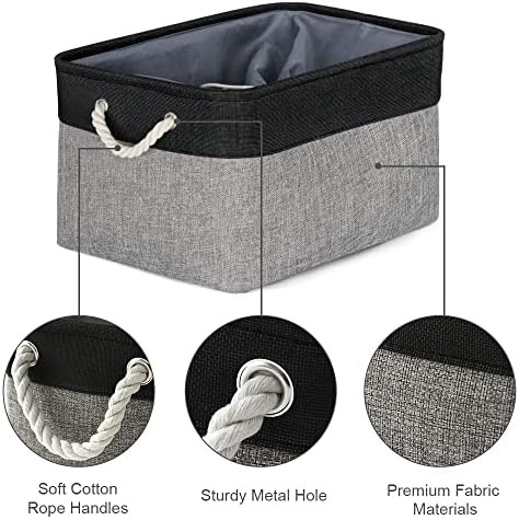 TheWarmHome Organization and Storage Basket for Organizing - 17x14x10 inch Large 3 Pack Collapsible Storage Bin for Shelves, Fabric Basket for Gifts Empty Organizer Gift Closet (Black & Grey) - Image 6