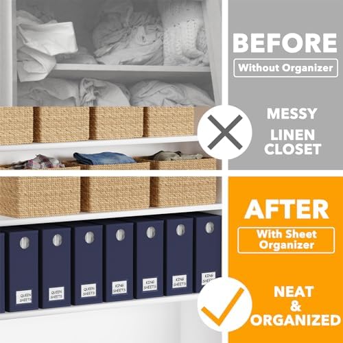 SpaceAid 8 Pack Bed Sheet Organizers and Storage, Foldable Sheet Organizer for Linen Closet, Sheets Set Folder Keeper with Window XL (Queen & King Size) Bedding Container (Navy Blue, 8 Pack) - Image 2
