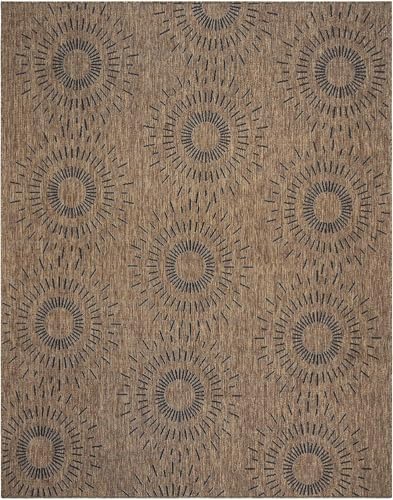 Gertmenian Indoor/Outdoor Flatweave Area Rug - 8x10 Large, Stain & UV Resistant, Ideal for High Traffic Areas in Deck, Patio, Mudroom - Geometric, Brown, 32464 by Gertmenian