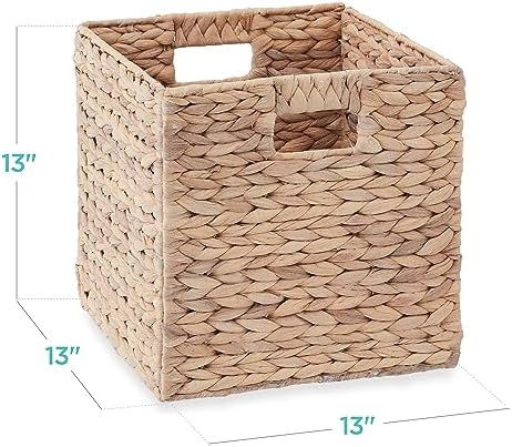 Best Choice Products 13x13in Pack of 5 Cube Storage Baskets, Water Hyacinth Multipurpose Collapsible Organizers, Handwoven Laundry Totes for Laundry, Living Room, Kids Room & Nursery - White - Image 2